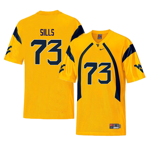 NCAA Men's Josh Sills West Virginia Mountaineers Yellow #73 Nike Stitched Football College Retro Authentic Jersey IY23F84NF